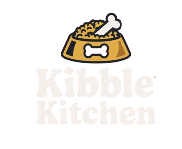 Kibble Kitchen logo showing a big bowl of kibble with a bone